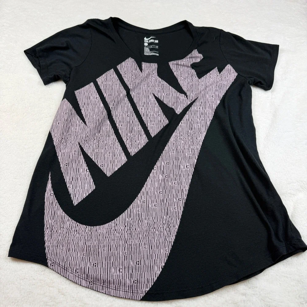 Nike The Nike Tee Womens Large Black Tri-Blend Oversized Logo Short Sleeve Shirt